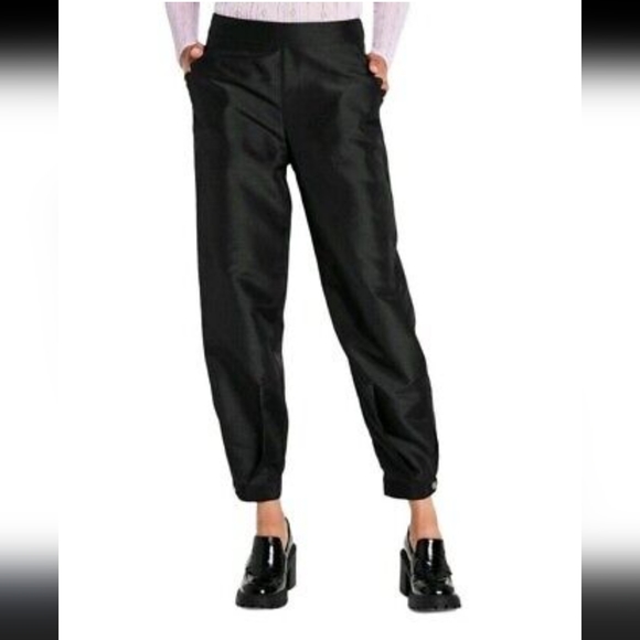 New Kika Vargas Women's Scalloped Edge Pocket Tapered Pants Black - Picture 2 of 11